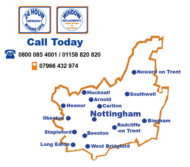 Areas Covered By C&G Emergency Boarding Nottingham